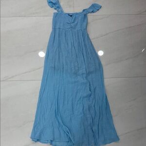 Light Blue Maxi Dress with Ruffle Straps
